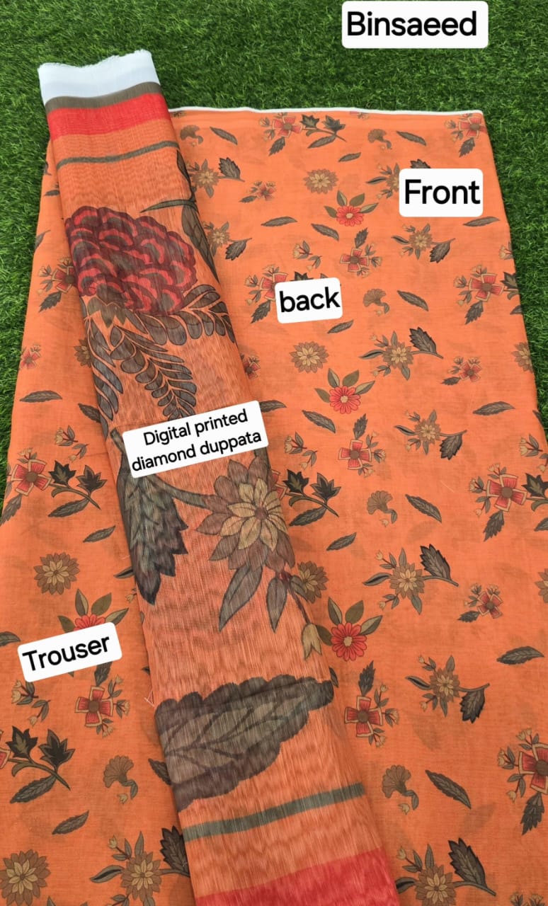 3pc Fabric Lawn Digital Printed Lawn Shirt Digital Printed Diamond Duppata Digital Printed lawn trouser