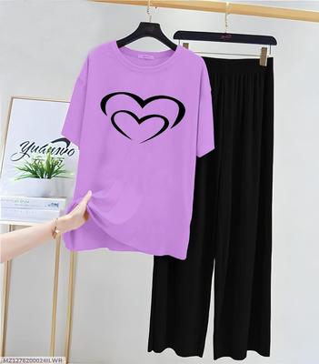 2 Pcs Women's Stitched Cotton Jersey Printed Night Suit