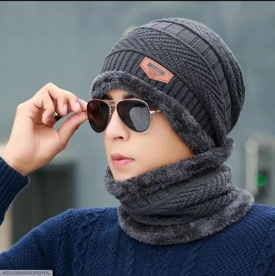 2 Pcs Wool Textured Beanie And Neck Warmer