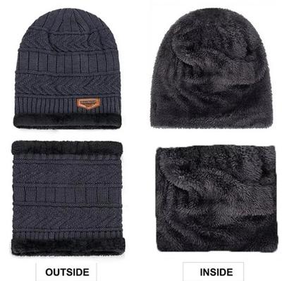 2 Pcs Wool Textured Beanie And Neck Warmer