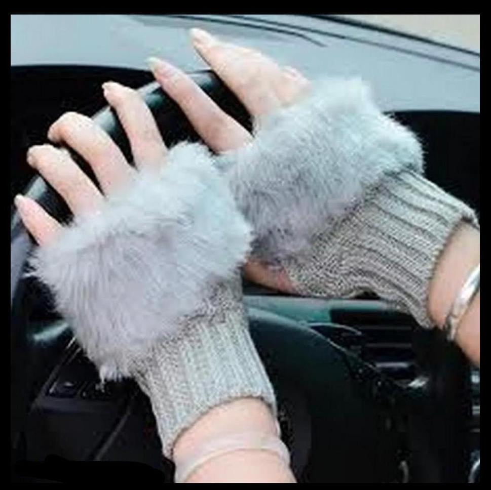 2 Pcs Wool Plain Fingerless Gloves
