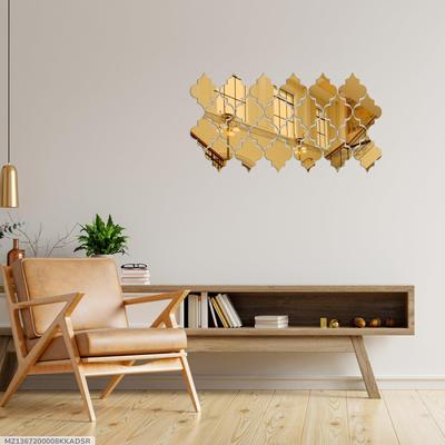 20 Pcs Golden Acrylic Diamond Wall Adhesive Mirror