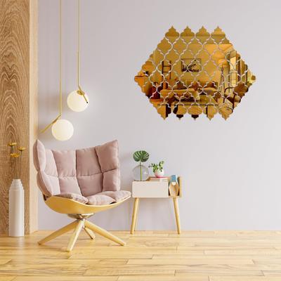 20 Pcs Golden Acrylic Diamond Wall Adhesive Mirror