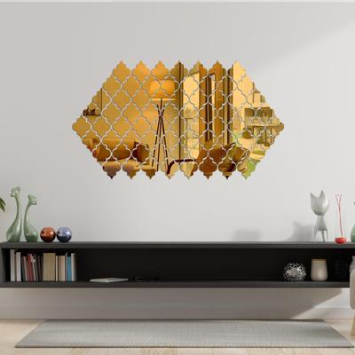 20 Pcs Golden Acrylic Diamond Wall Adhesive Mirror
