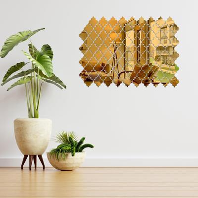 20 Pcs Golden Acrylic Diamond Wall Adhesive Mirror
