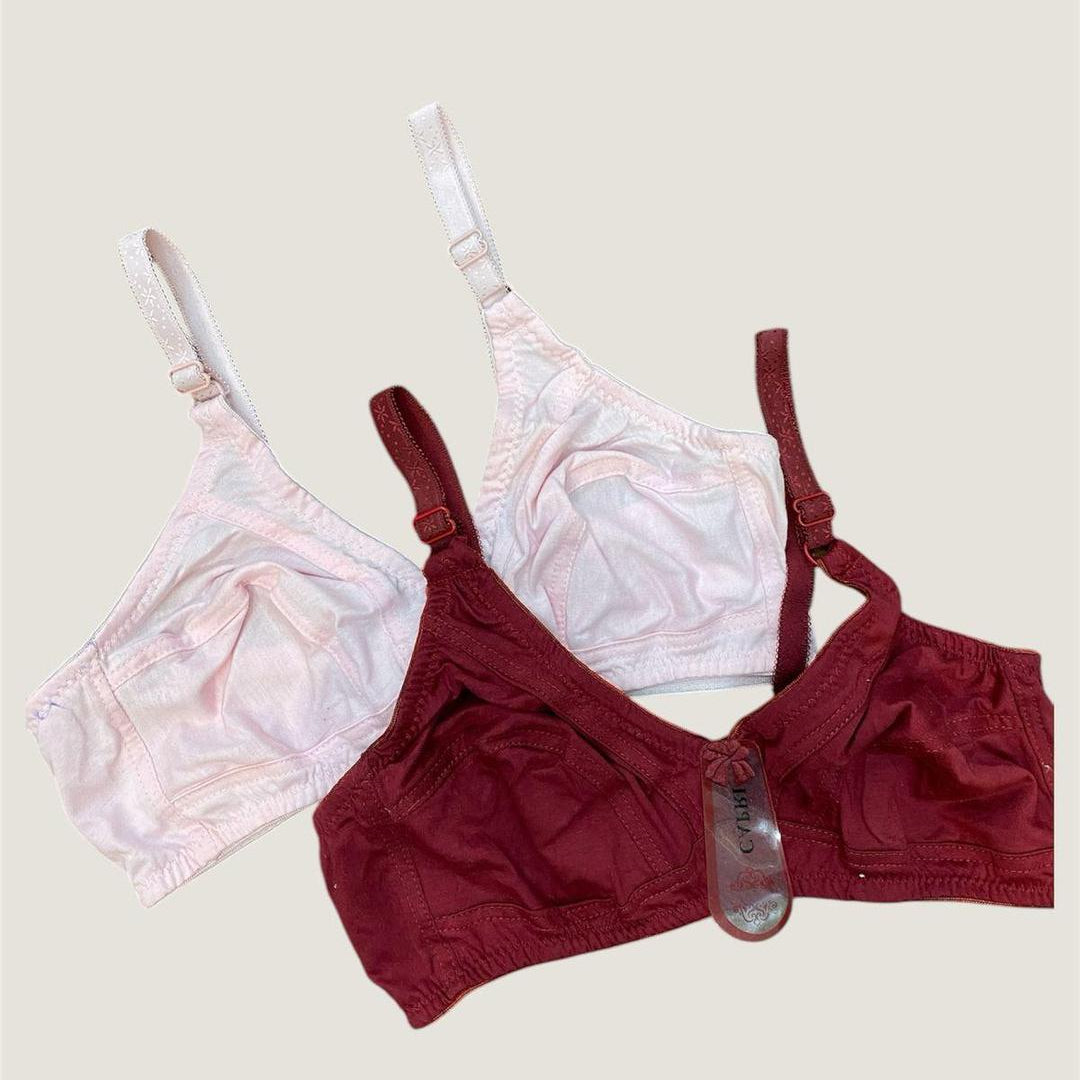 Comfortable Cotton Non-Padded Bra - 2 Pcs Breathable Multicolor Set