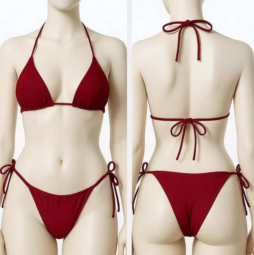 Lycra Plain Comfortable And Breathable Bikini Set