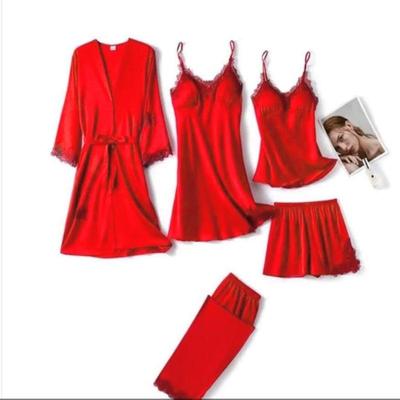 Comfortable Red Jersey Nightwear Set - Lightweight & Free Size