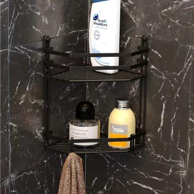 Tier Wall Mounted Corner Shelf – Black Metal Storage Rack for Bathroom & Kitchen