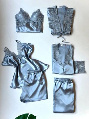 Silk Lace Nightwear Set - Lightweight and Breathable - 1 Pcs Pink Nightwear