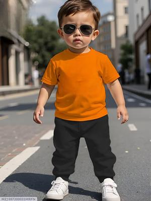 Comfortable Jersey Tracksuit for Kids - 2 Pcs Set in Orange