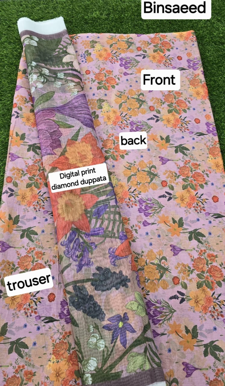 3pc Fabric Lawn Digital Printed Lawn Shirt Digital Printed Diamond Duppata Digital Printed lawn trouser