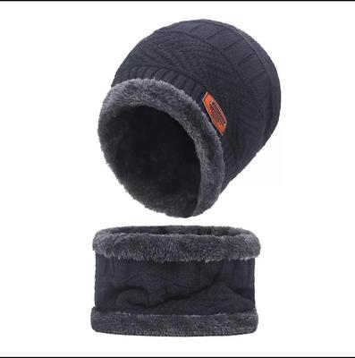 2 Pcs Wool Beanie and Neck Warmer Set - Warm Grey Plain Accessories