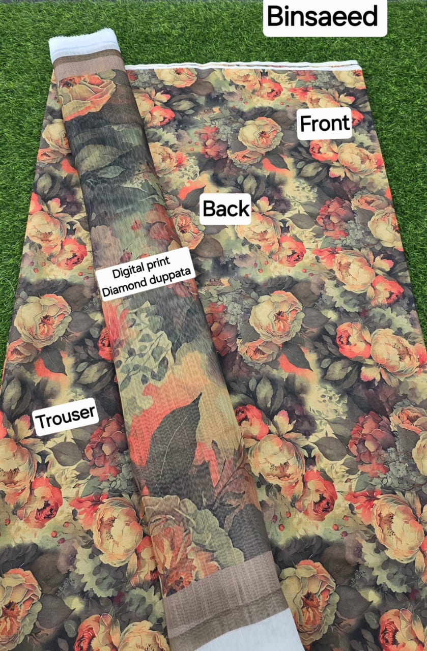 3pc Fabric Lawn Digital Printed Lawn Shirt Digital Printed Diamond Duppata Digital Printed lawn trouser