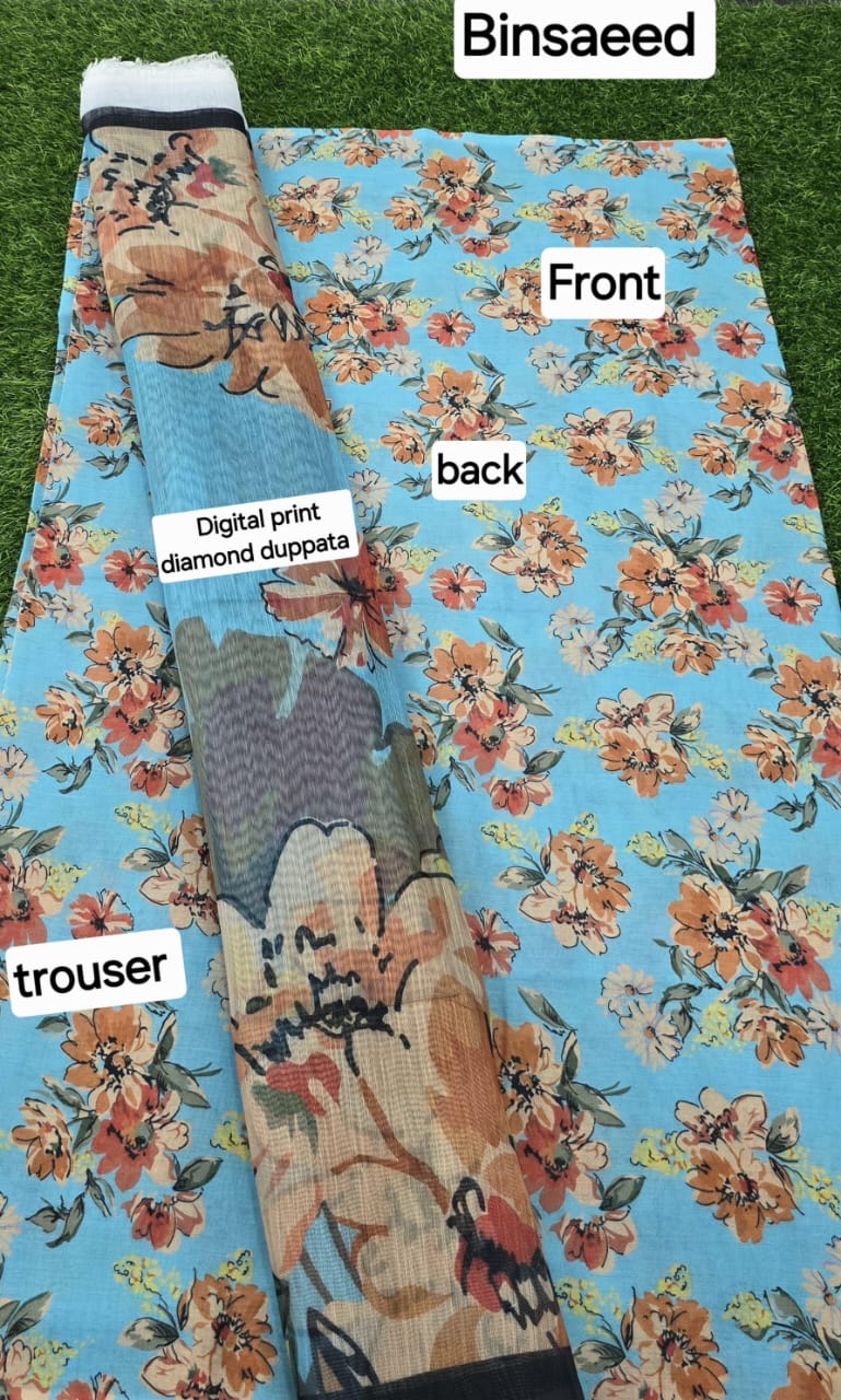 3pc Fabric Lawn Digital Printed Lawn Shirt Digital Printed Diamond Duppata Digital Printed lawn trouser
