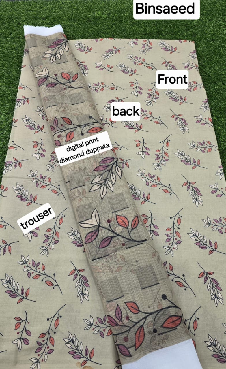 3pc Fabric Lawn Digital Printed Lawn Shirt Digital Printed Diamond Duppata Digital Printed lawn trouser