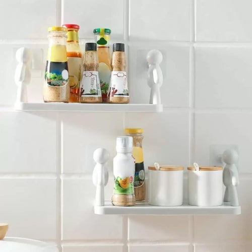 Durable White Bathroom Organizer - 2 Pcs Easy-To-Clean Storage Solutions