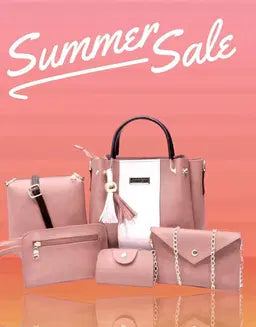 Chic Women's Rexine Hand Bag Set - 5 Pcs in Elegant Green