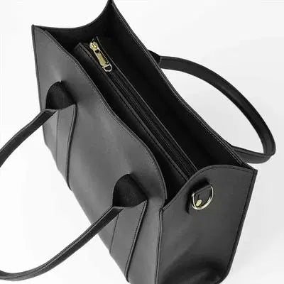 Stylish Girl's PU Leather Hand Bag Set - 2 Pcs in Black