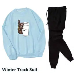 2 Pcs Men's Fleece Printed Sweatshirt Track Suit