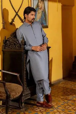 Refined Grey Shalwar Kameez – A Smart and Comfortable Choice for Everyday and Formal Wear EW-001064-S11