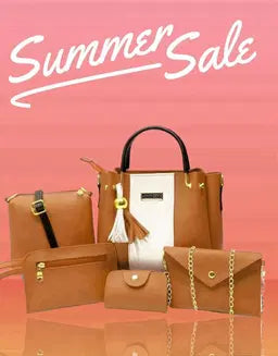 Chic Women's Rexine Hand Bag Set - 5 Pcs in Elegant Green
