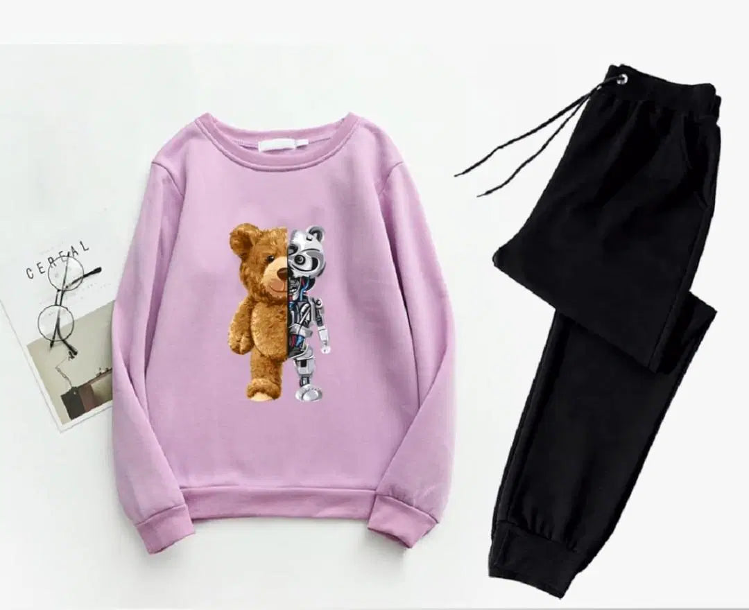 2 Pcs Men's Fleece Printed Sweatshirt Track Suit