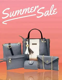 Chic Women's Rexine Hand Bag Set - 5 Pcs in Elegant Green