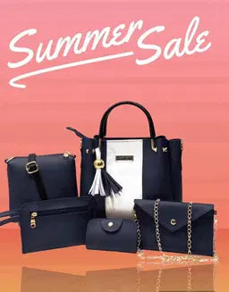 Chic Women's Rexine Hand Bag Set - 5 Pcs in Elegant Green