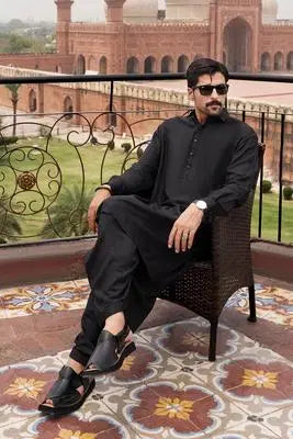 Classic Black Shalwar Kameez – Elegant, Comfortable, and Timeless EW-001064-S33