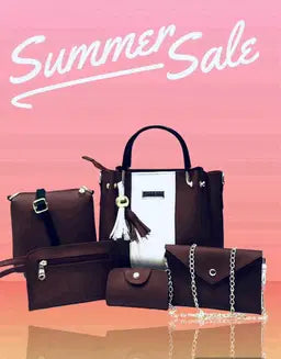 Chic Women's Rexine Hand Bag Set - 5 Pcs in Elegant Green