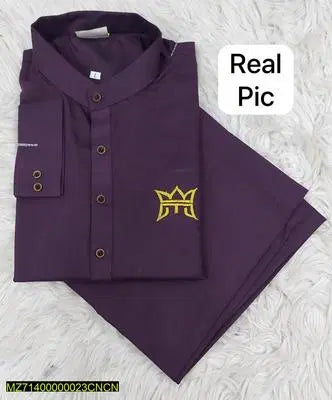 2 Pcs Men's Stitched Wash And Wear Plain Suit